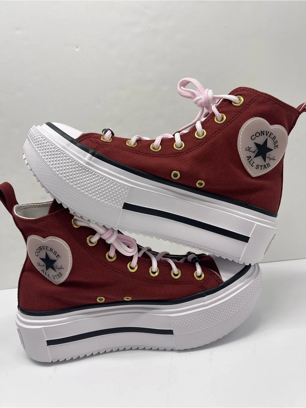 Converse CTAS LIFT DOUBLE STACK HI DEEP BORDEAU/SUGAR BERRY Platform Sneakers